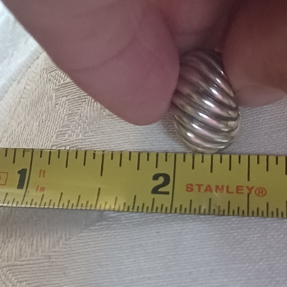 David Yurman Sculpted Cable Shrimp Hoop Earrings, SS & 14k - Picture 9 of 11